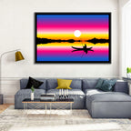 Fisherman Silhouette at Sunset Wall Art
