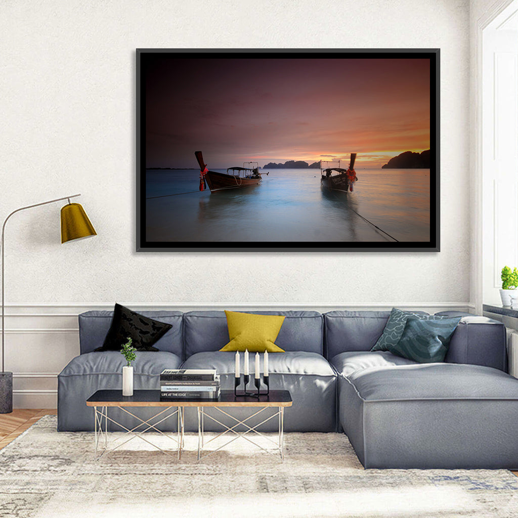 Phi Phi Longtail Boats at Golden Hour Wall Art