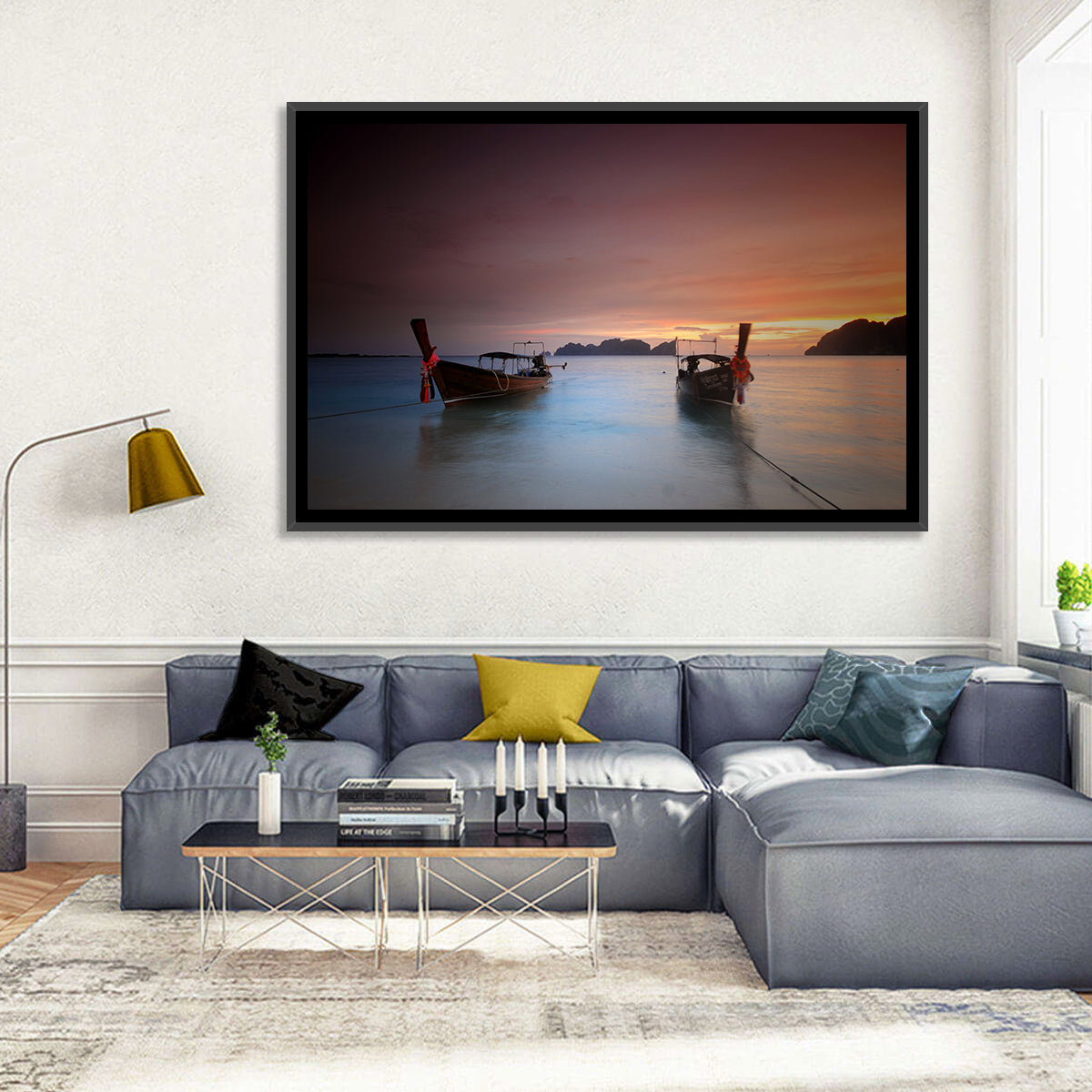 Phi Phi Longtail Boats at Golden Hour Wall Art