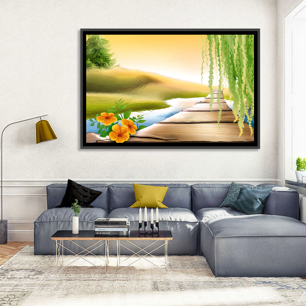 Golden Hour Willow Walkway Wall Art