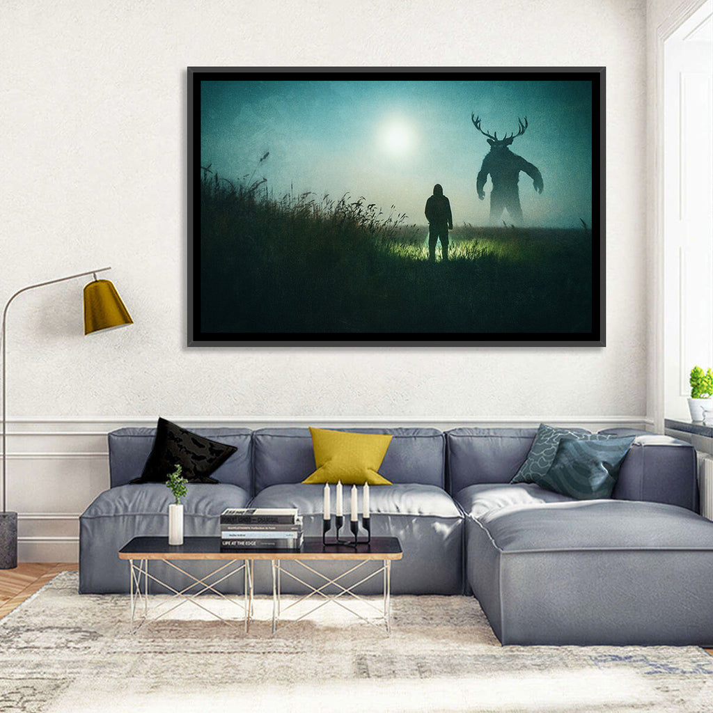 Antlered Shadow in Mist Wall Art