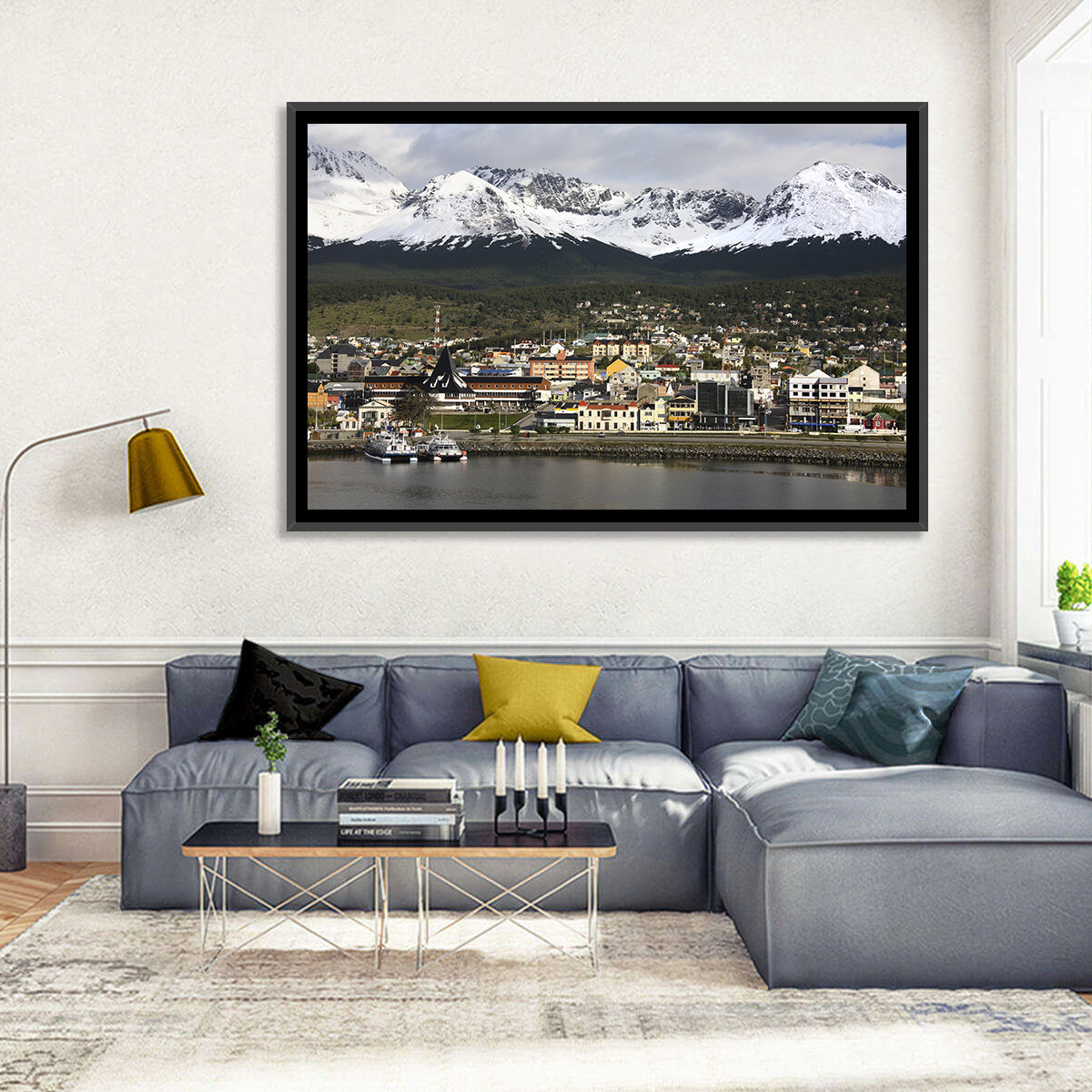 Ushuaia Harbor and Snowcapped Mountains Wall Art