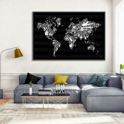 Musical World Map Wall Art