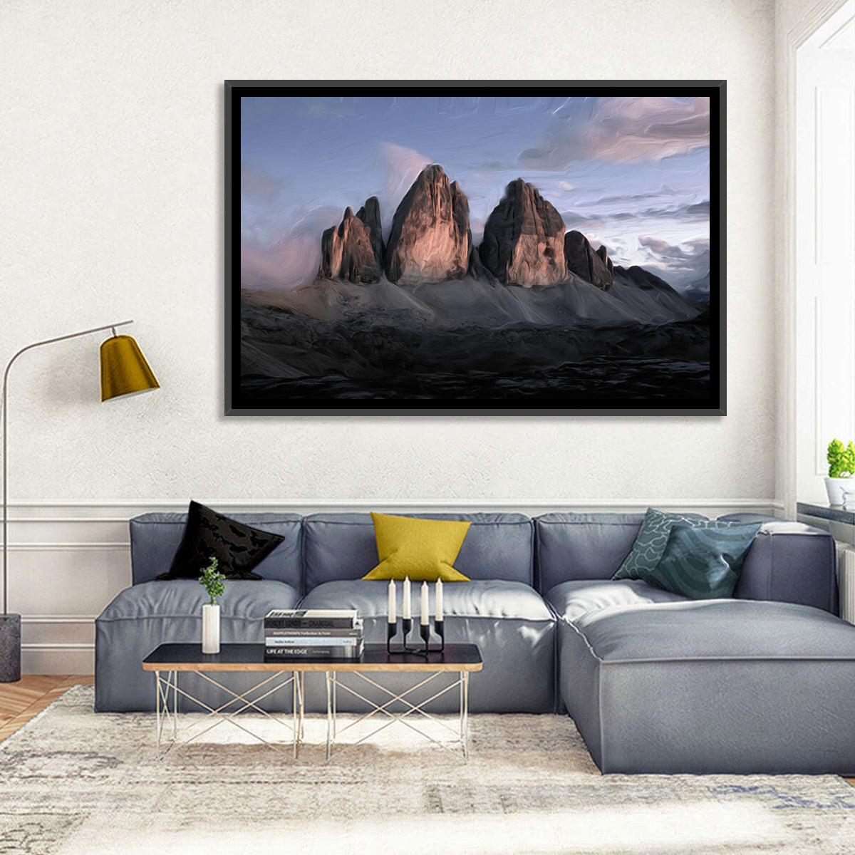 Tre Cime at Dusk Wall Art in a room, landscape