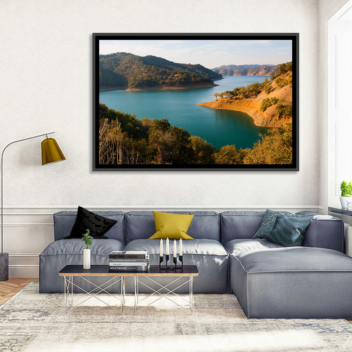 Lake Berryessa Peninsula View Wall Art in a room, landscape