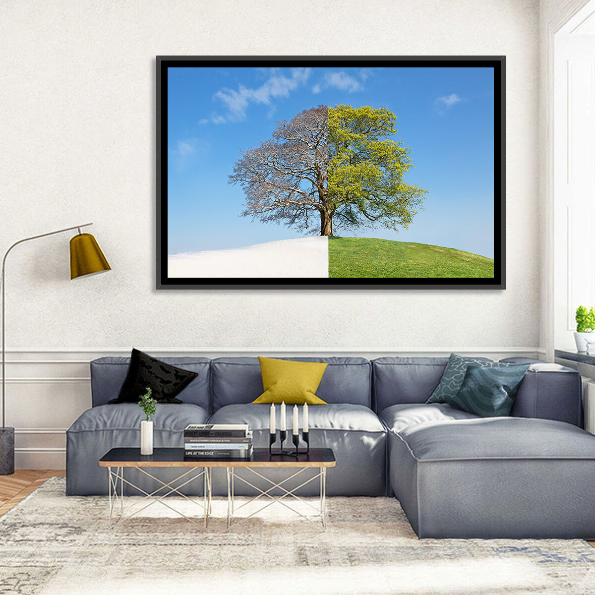 Split Season Tree Landscape Wall Art