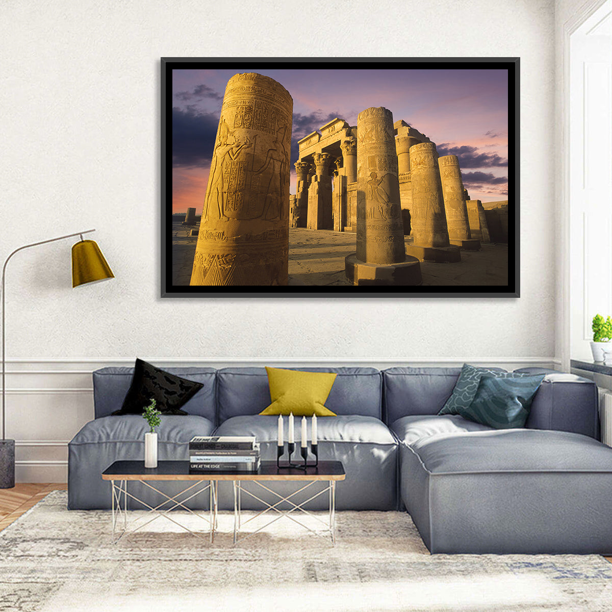 Kom Ombo Temple Pillars at Sunset Wall Art in a room, landscape