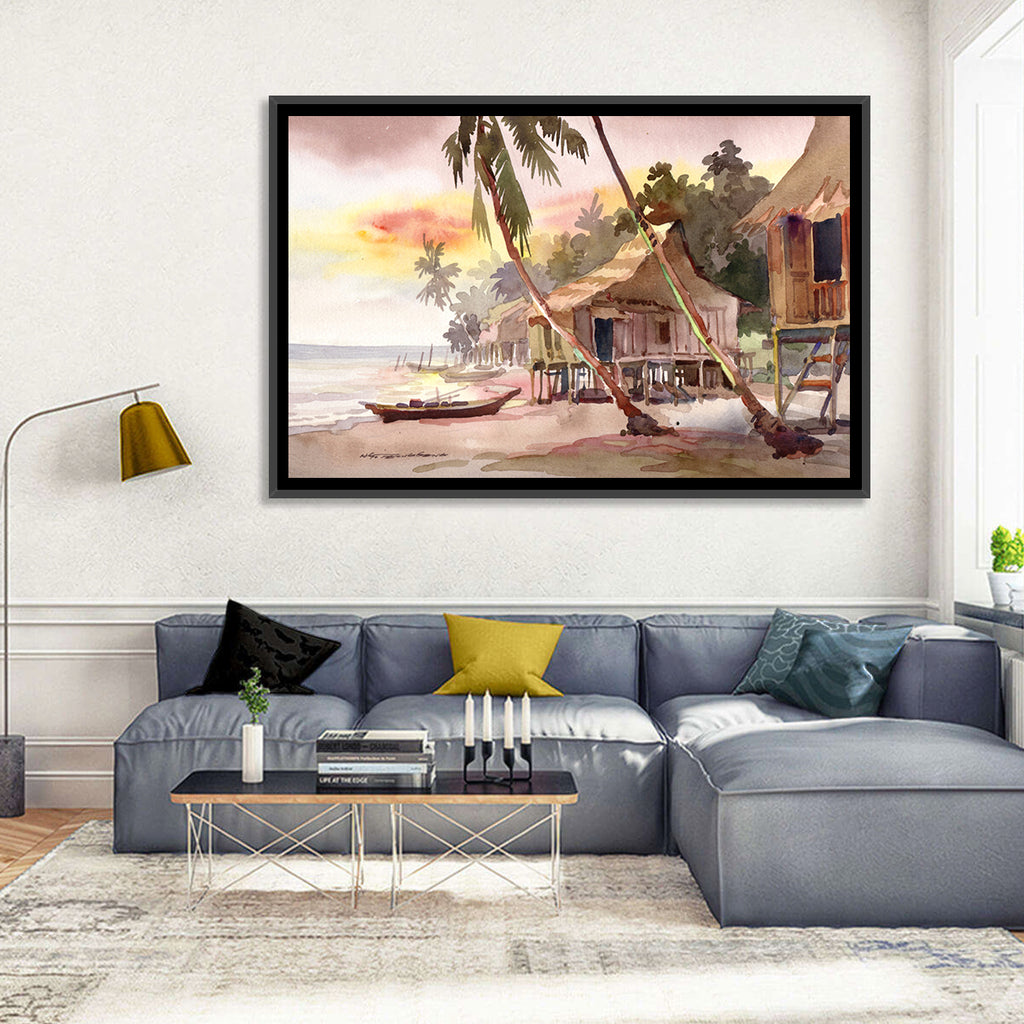 Malaysian Coastal Village at Sunset Wall Art