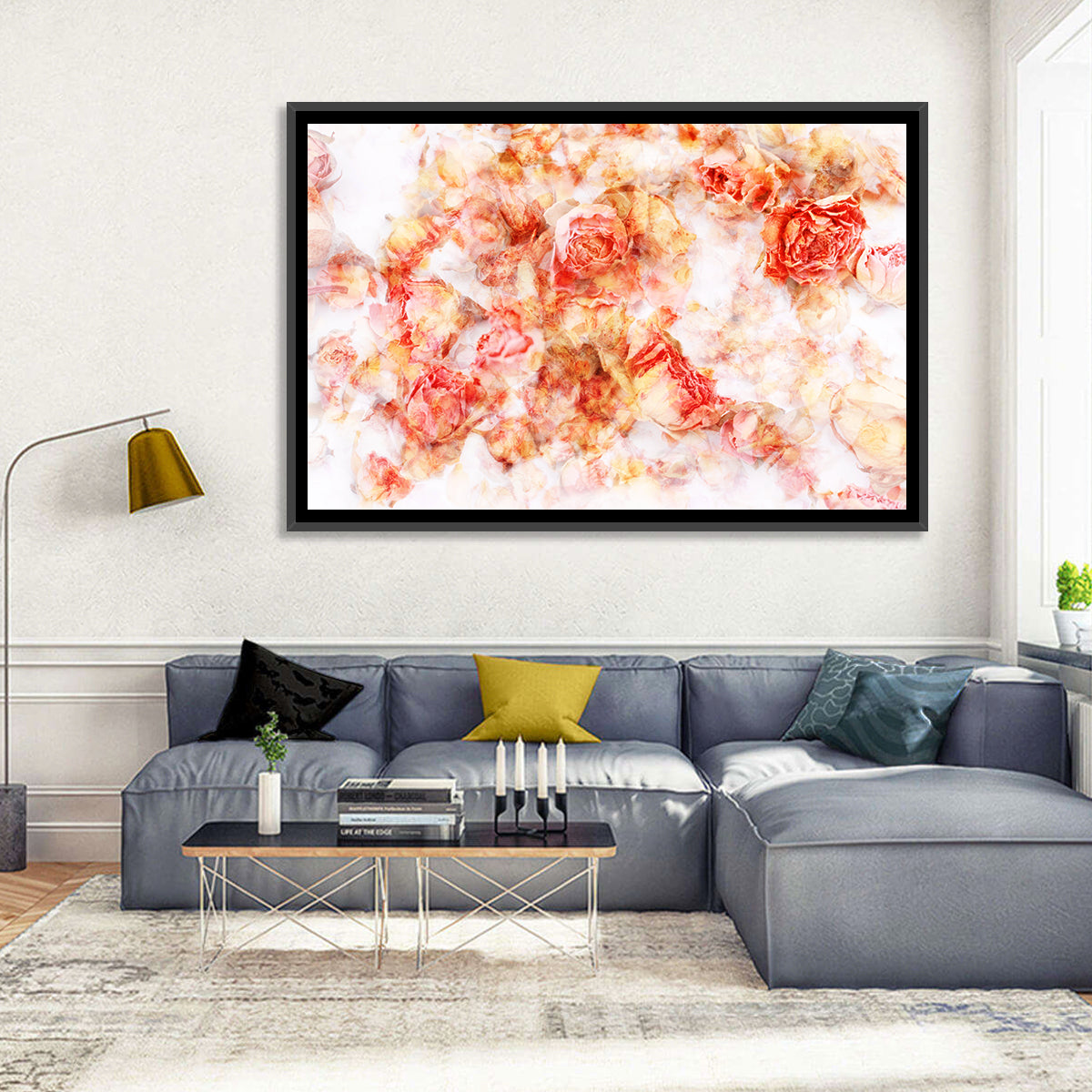 Scattered Dried Rose Petals Wall Art in a room, landscape