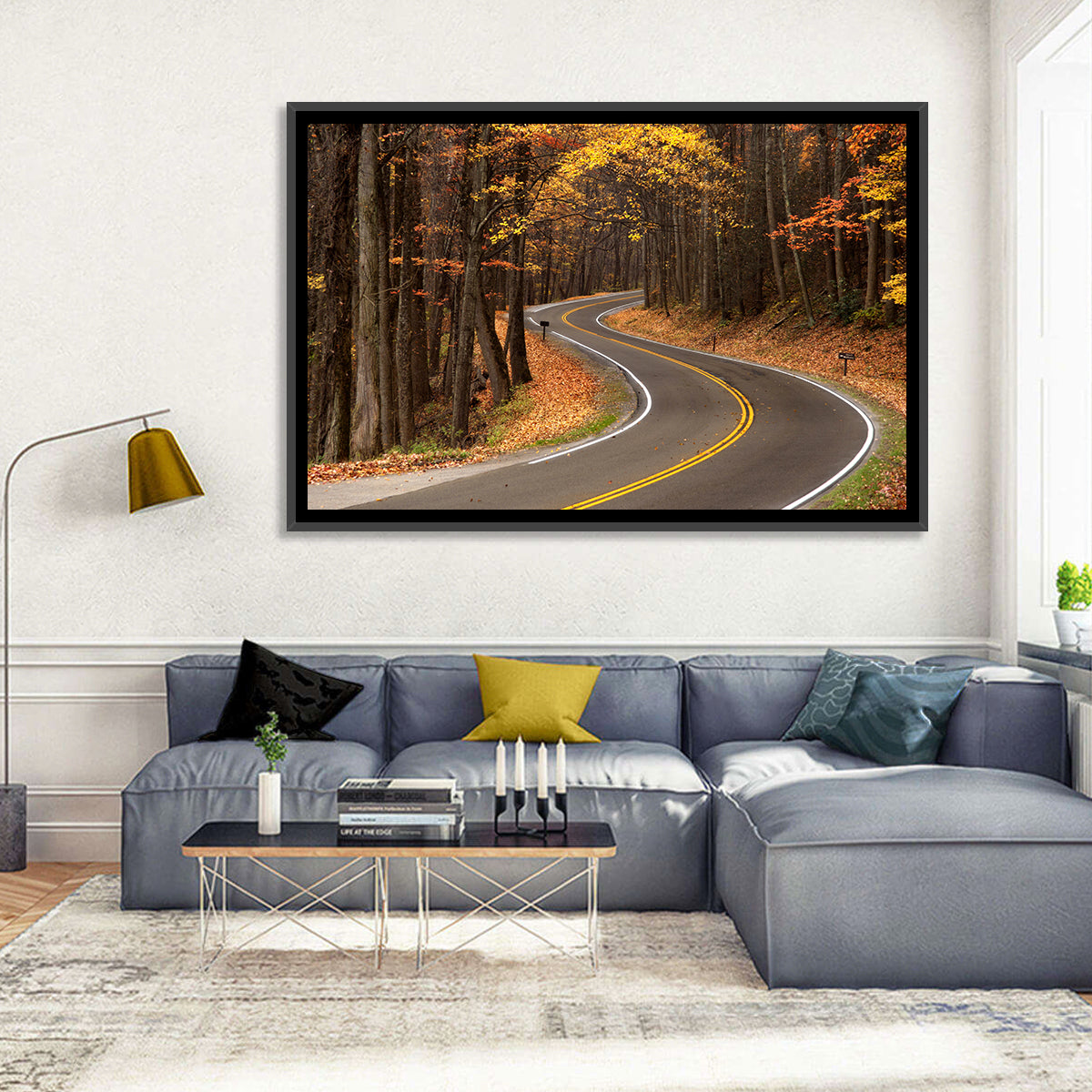 S-curve Road Through Autumn Forest Wall Art