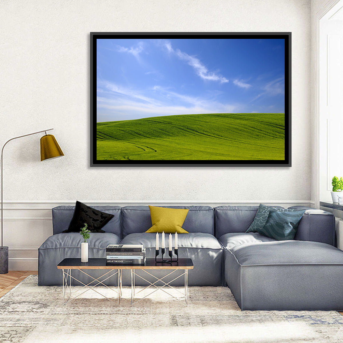 Rolling Green Hill with Blue Sky Wall Art