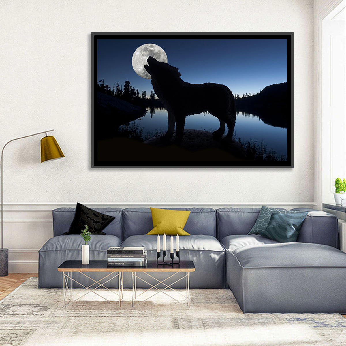 Howling Wolf at Full Moon Wall Art