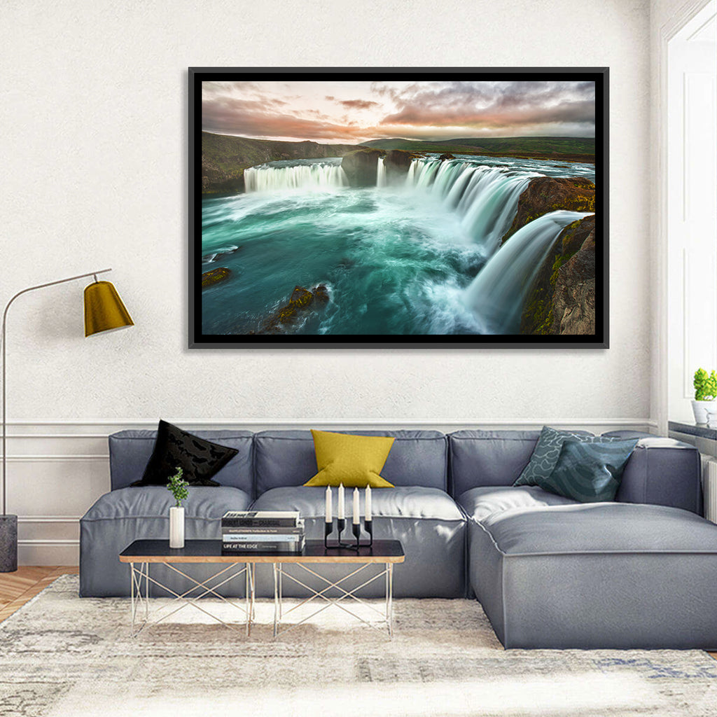 Goðafoss Waterfall at Golden Hour Wall Art
