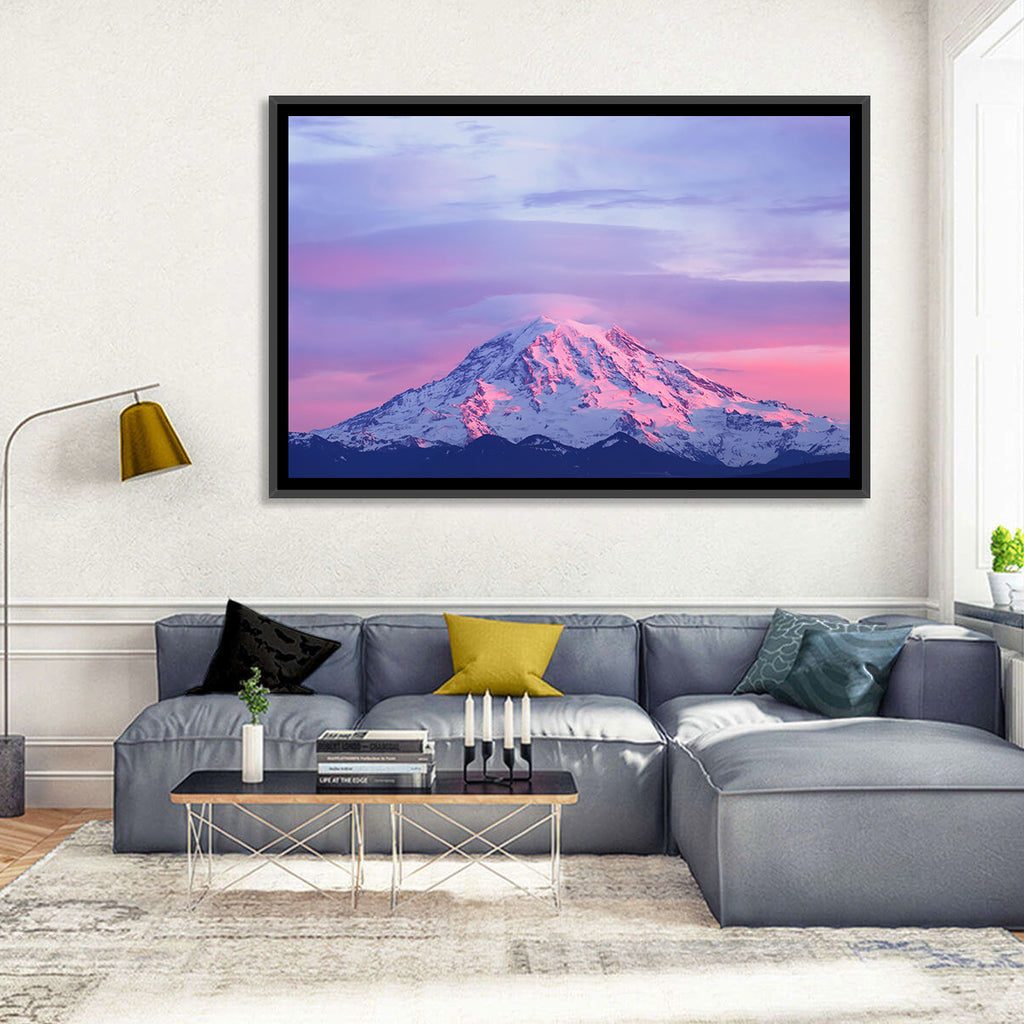 Mount Rainier Alpenglow with Lenticular Cloud Wall Art