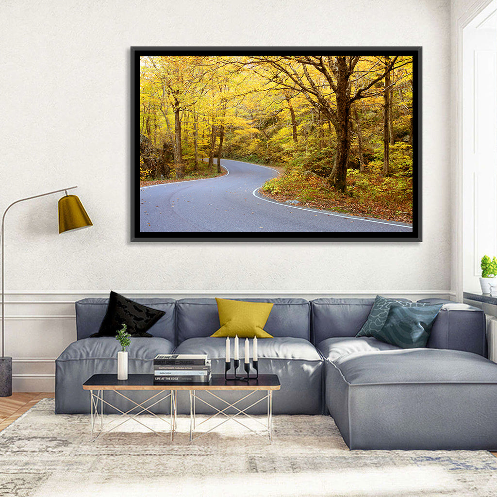 Winding Road Through Autumn Foliage Wall Art