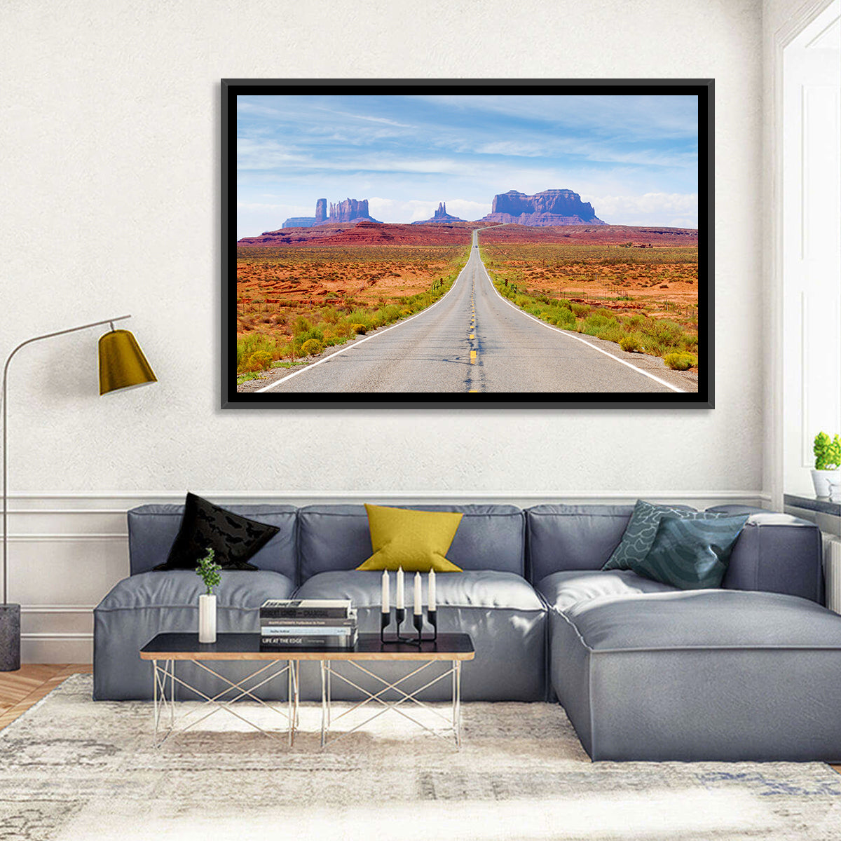 Highway 163 Into Monument Valley Wall Art in a room, landscape