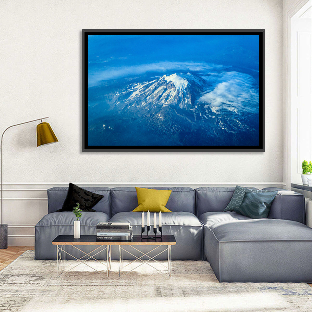 Mount Rainier Above the Clouds Wall Art in a room, landscape