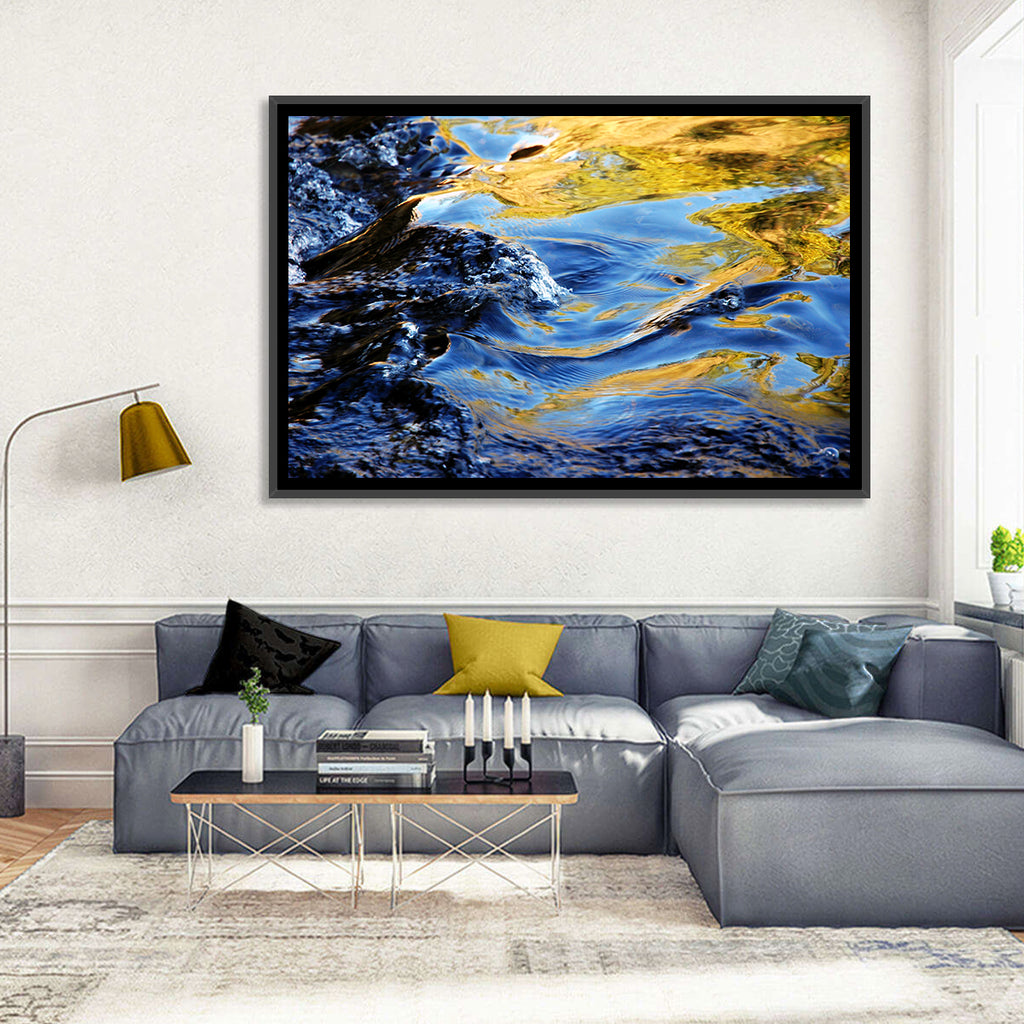 Flowing Stream with Golden Reflections Wall Art