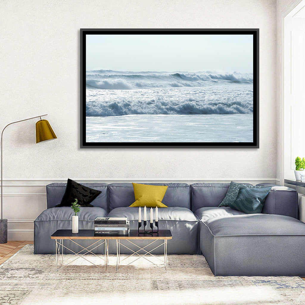 Misty Horizon Ocean Waves Wall Art