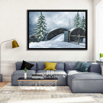Snowy Park Bridge Wall Art