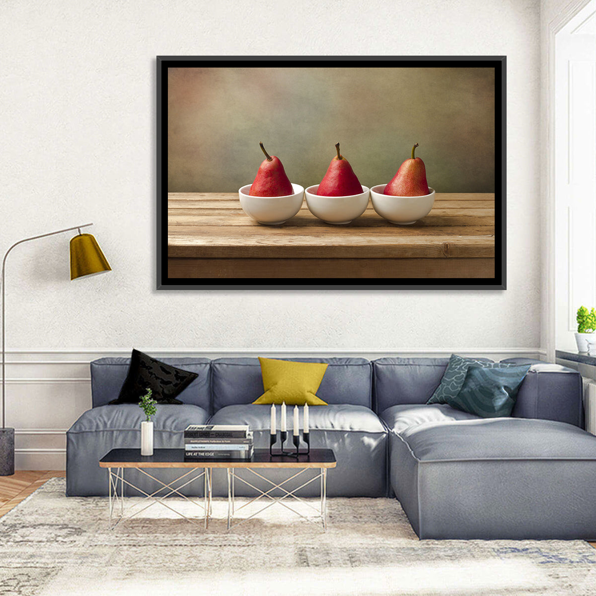 Three Red Pears in Bowls Wall Art