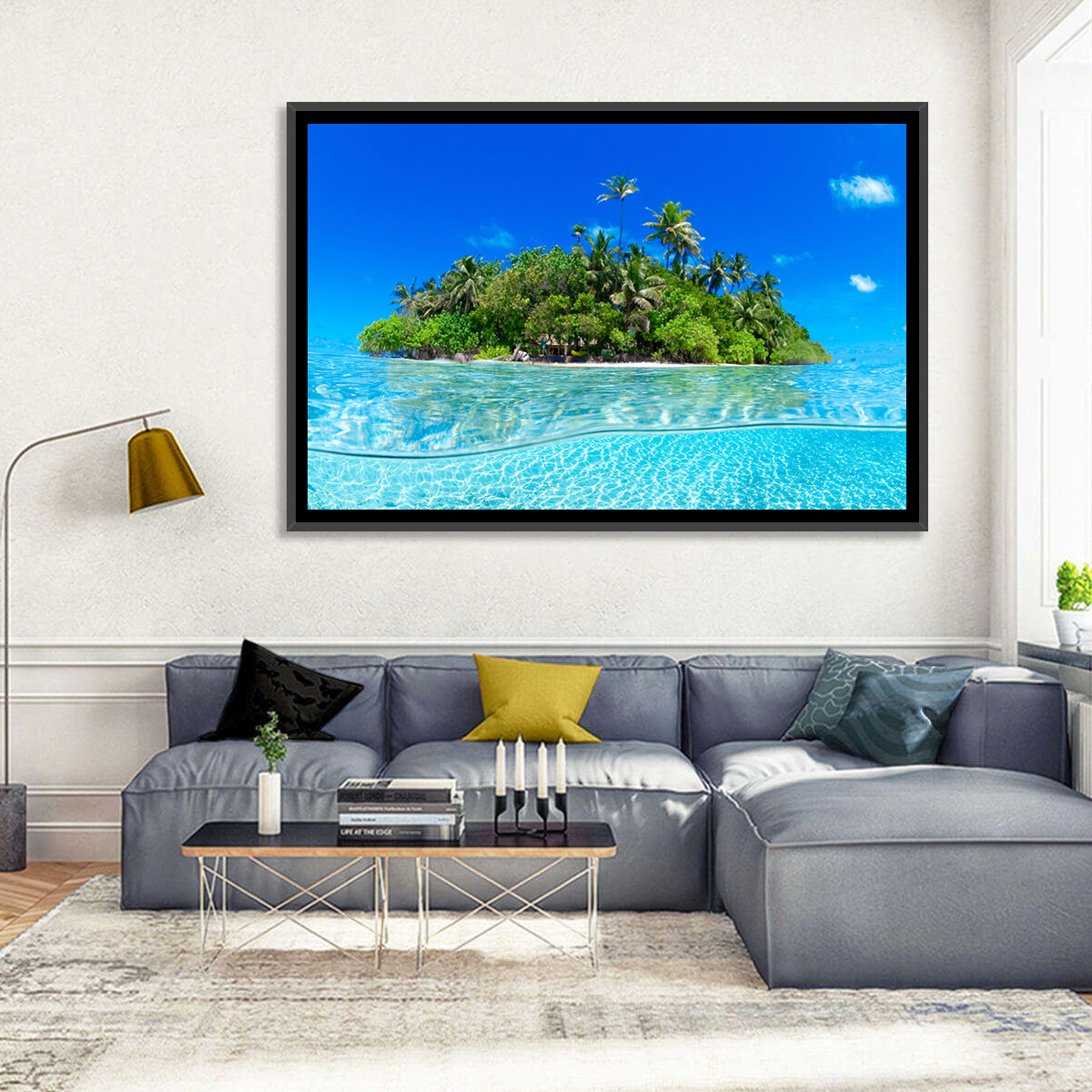 Tropical Island Lagoon Split-level Seascape Wall Art