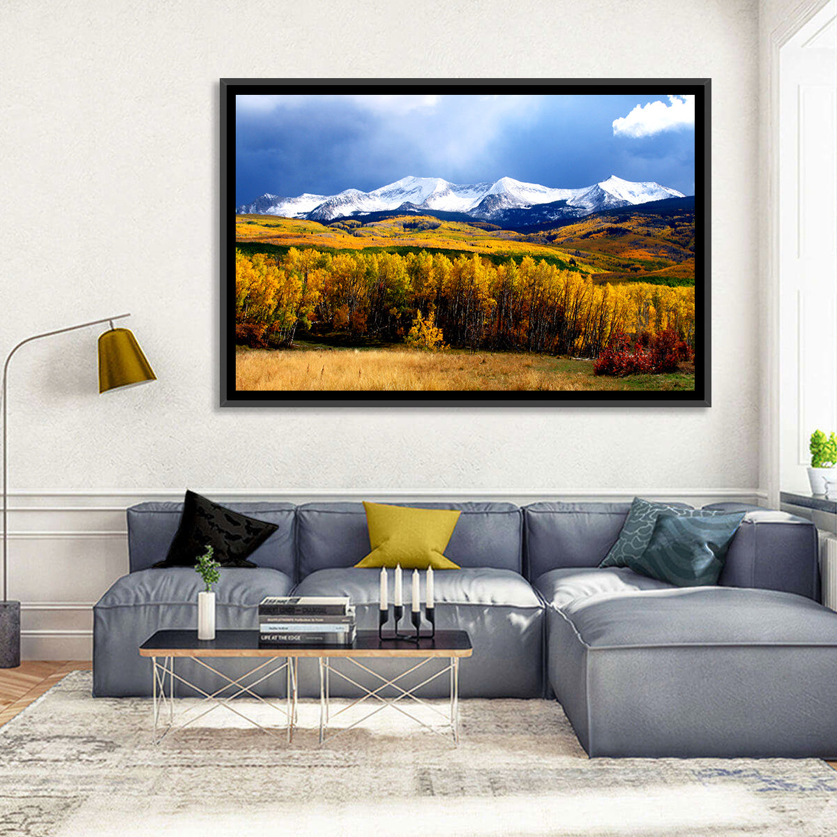 Crested Butte Autumn Mountains Wall Art in a room, landscape