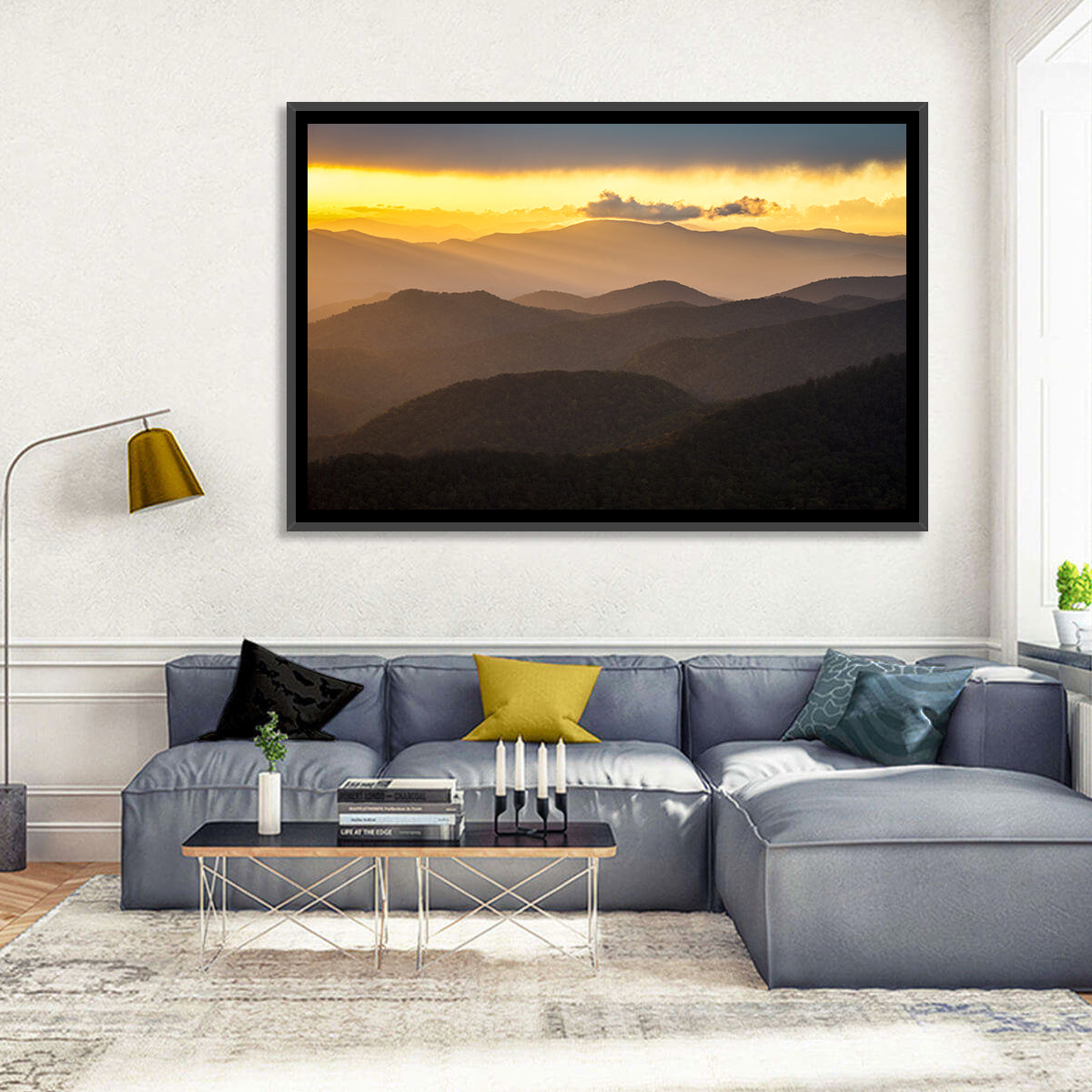 Southern Appalachian Sunset Wall Art in a room, landscape