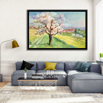 Watercolor Village in Spring Wall Art