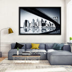 Brooklyn Bridge Low Angle Skyline Reflection Wall Art