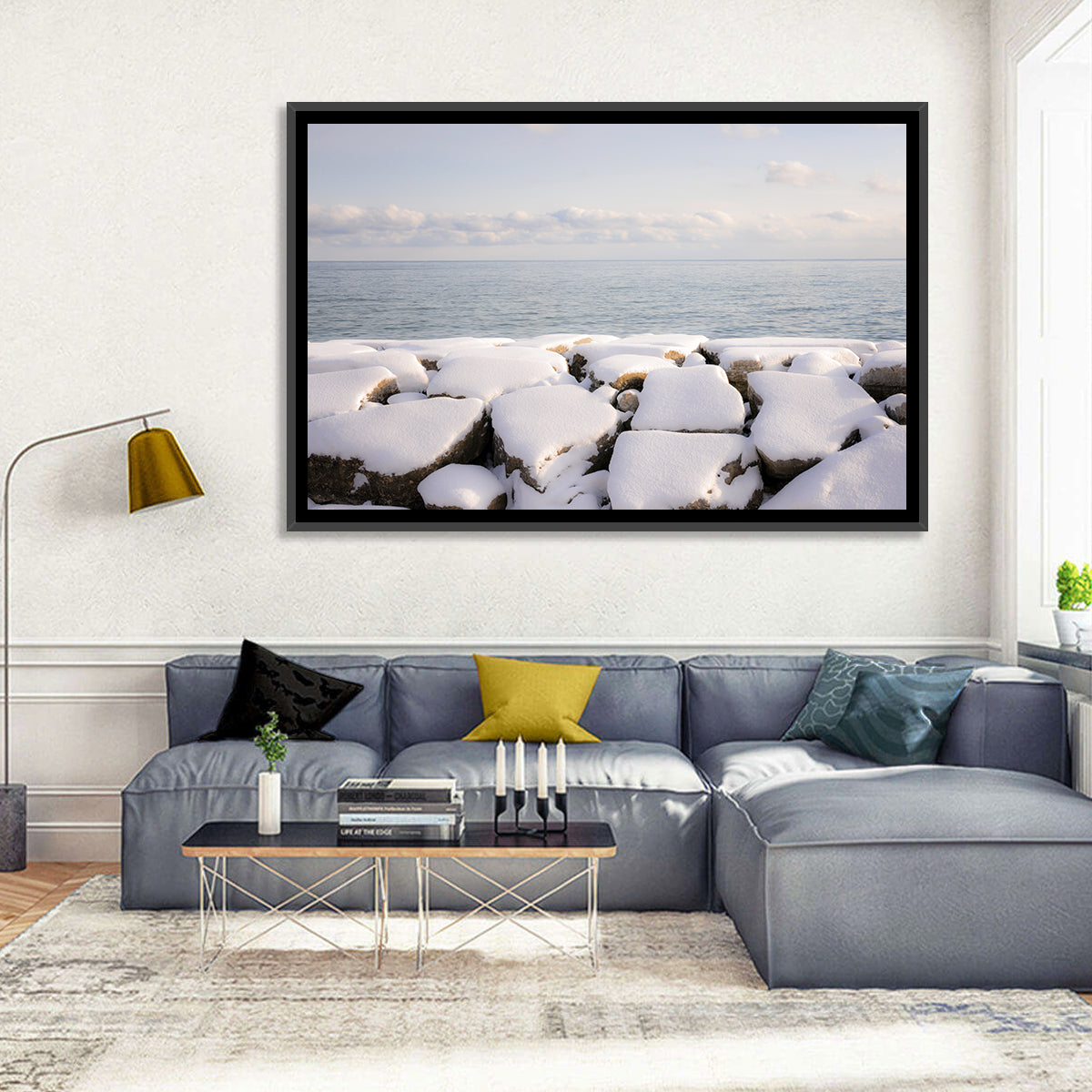 Lake Ontario Snowy Rocks Wall Art