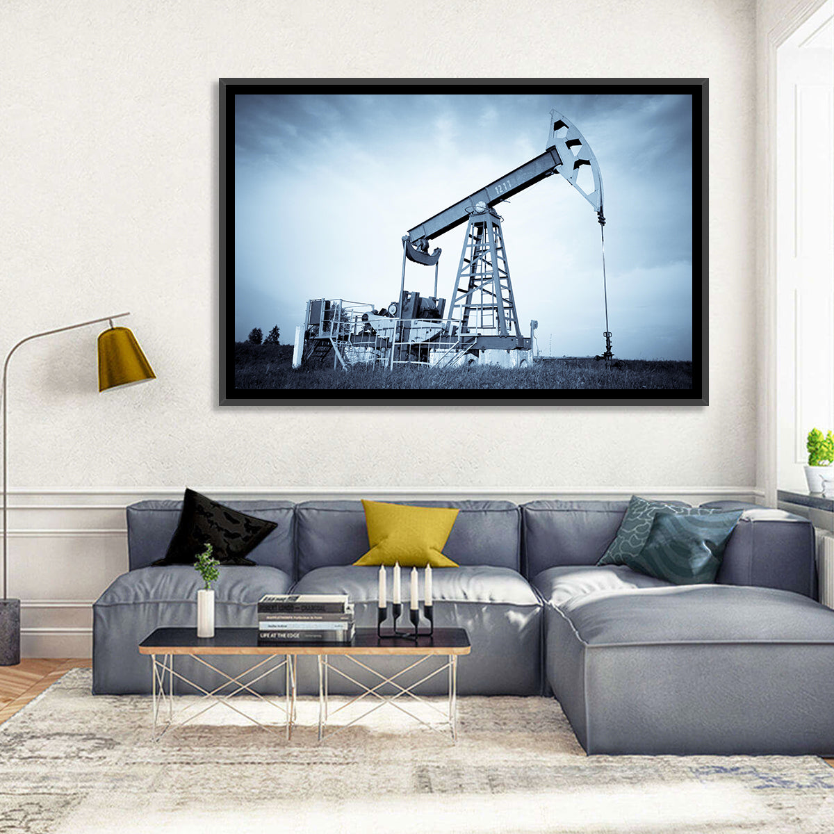 Oil Pump Jack 1211 Wall Art in a room, landscape