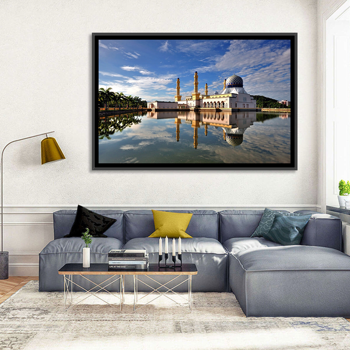 Kota Kinabalu City Mosque Wall Art in a room, landscape