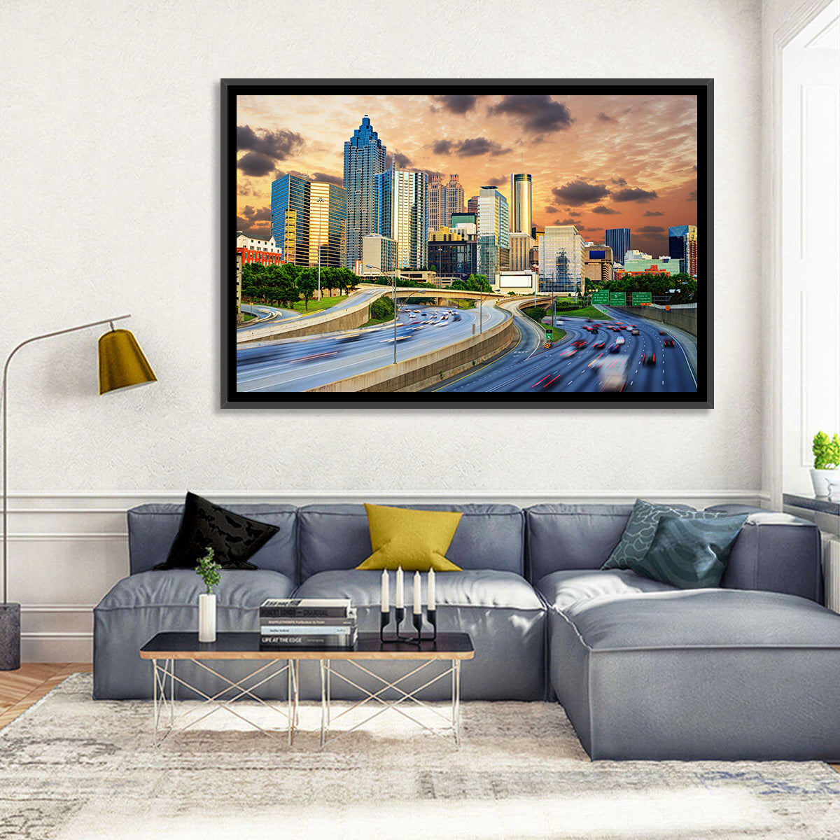Atlanta Downtown Skyline Wall Art in a room, landscape