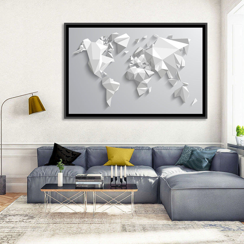 Faceted Triangular World Map Wall Art