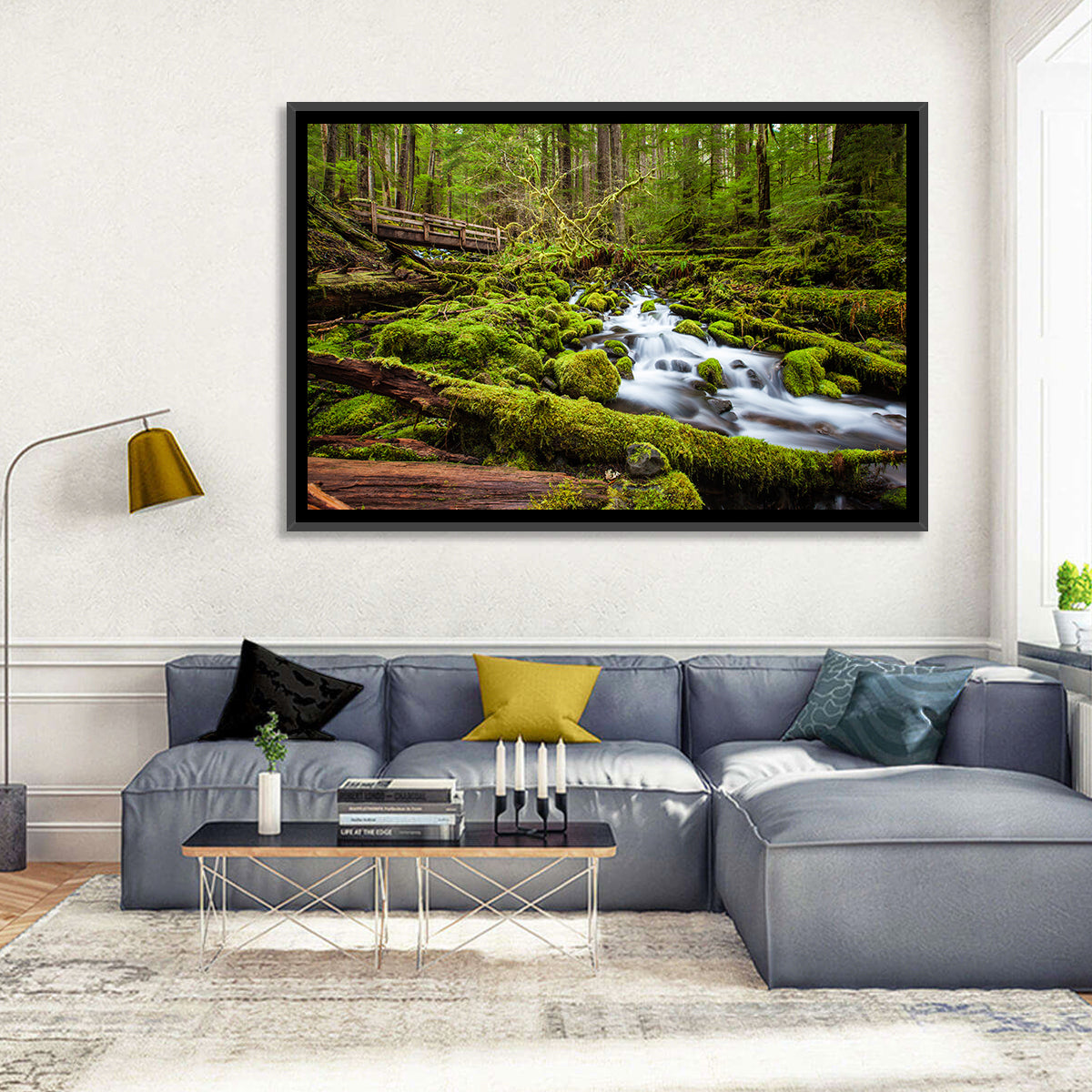 Mossy Cascade Forest Stream Wall Art