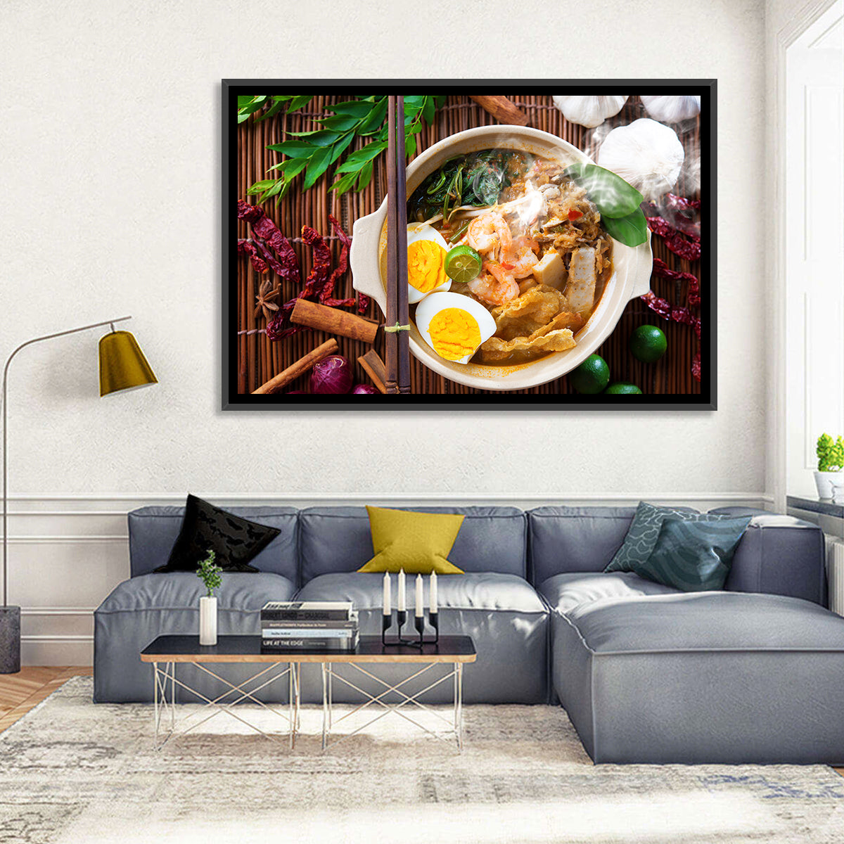Malaysian Prawn Mee Bowl Wall Art in a room, landscape