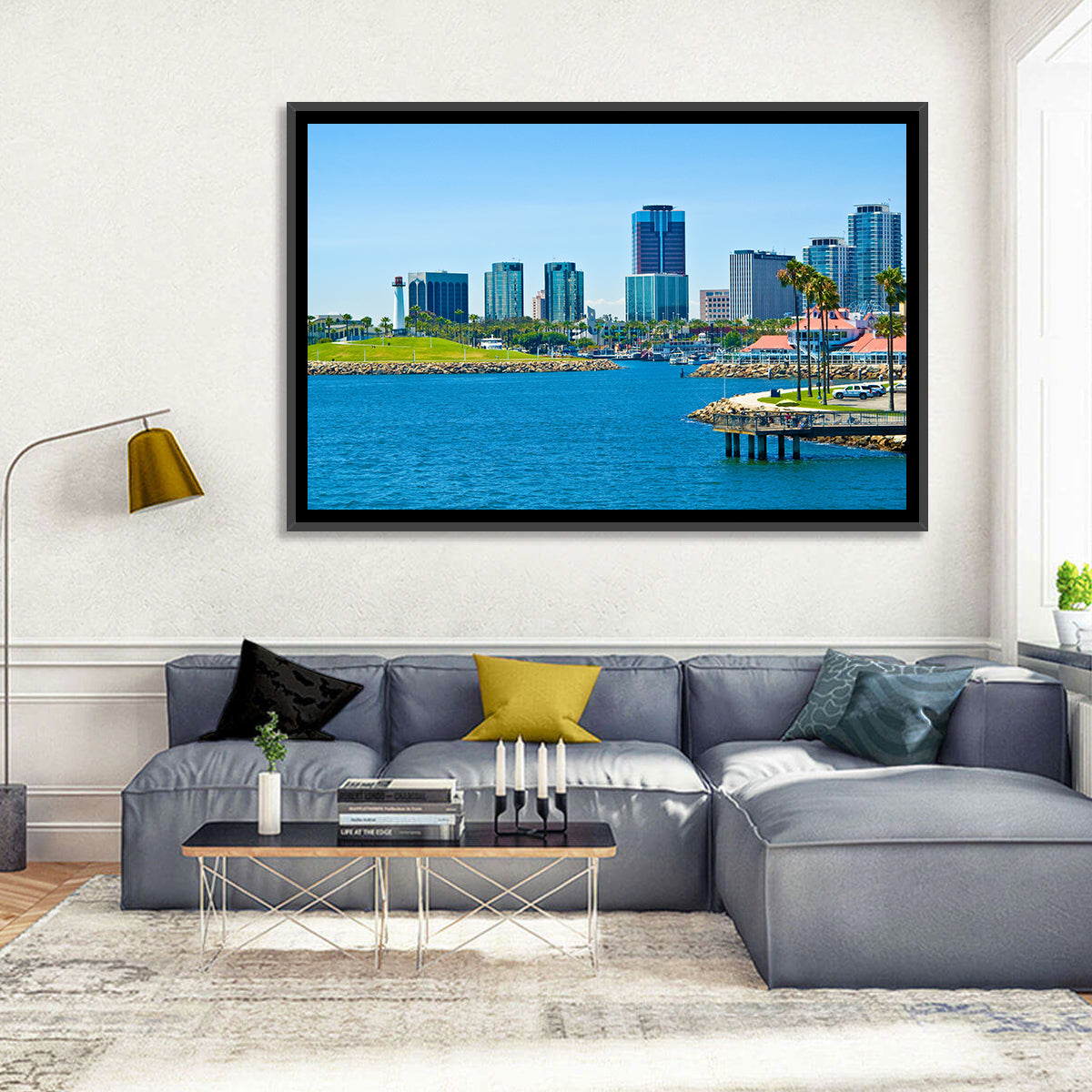 Long Beach Rainbow Harbor Skyline Wall Art