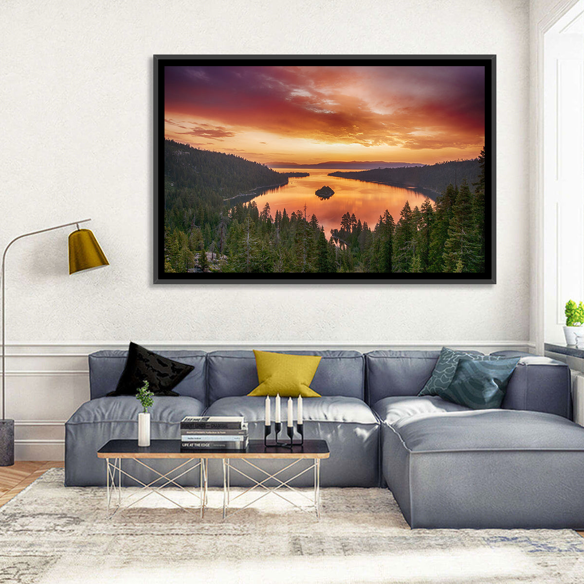 Emerald Bay Sunrise, Lake Tahoe Wall Art in a room, landscape