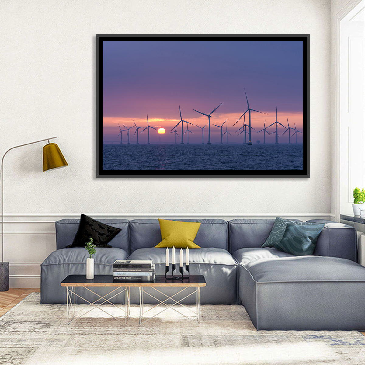 Twilight Offshore Wind Farm Wall Art in a room, landscape