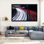 Night Highway Light Trails Wall Art