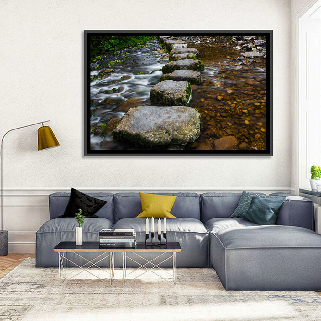 Mossy Stepping Stones Over Stream Wall Art