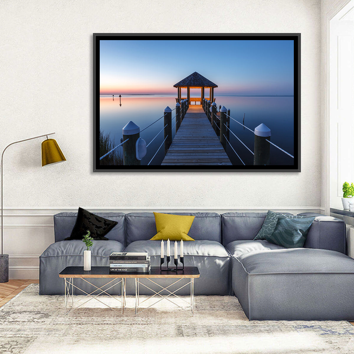 Pamlico Sound Twilight Gazebo Wall Art in a room, landscape