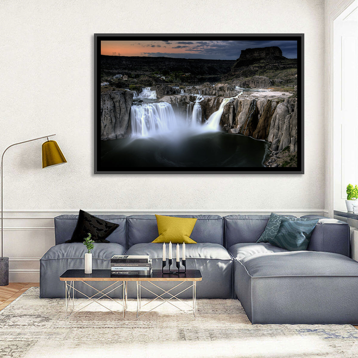 Shoshone Falls at Dusk Wall Art in a room, landscape