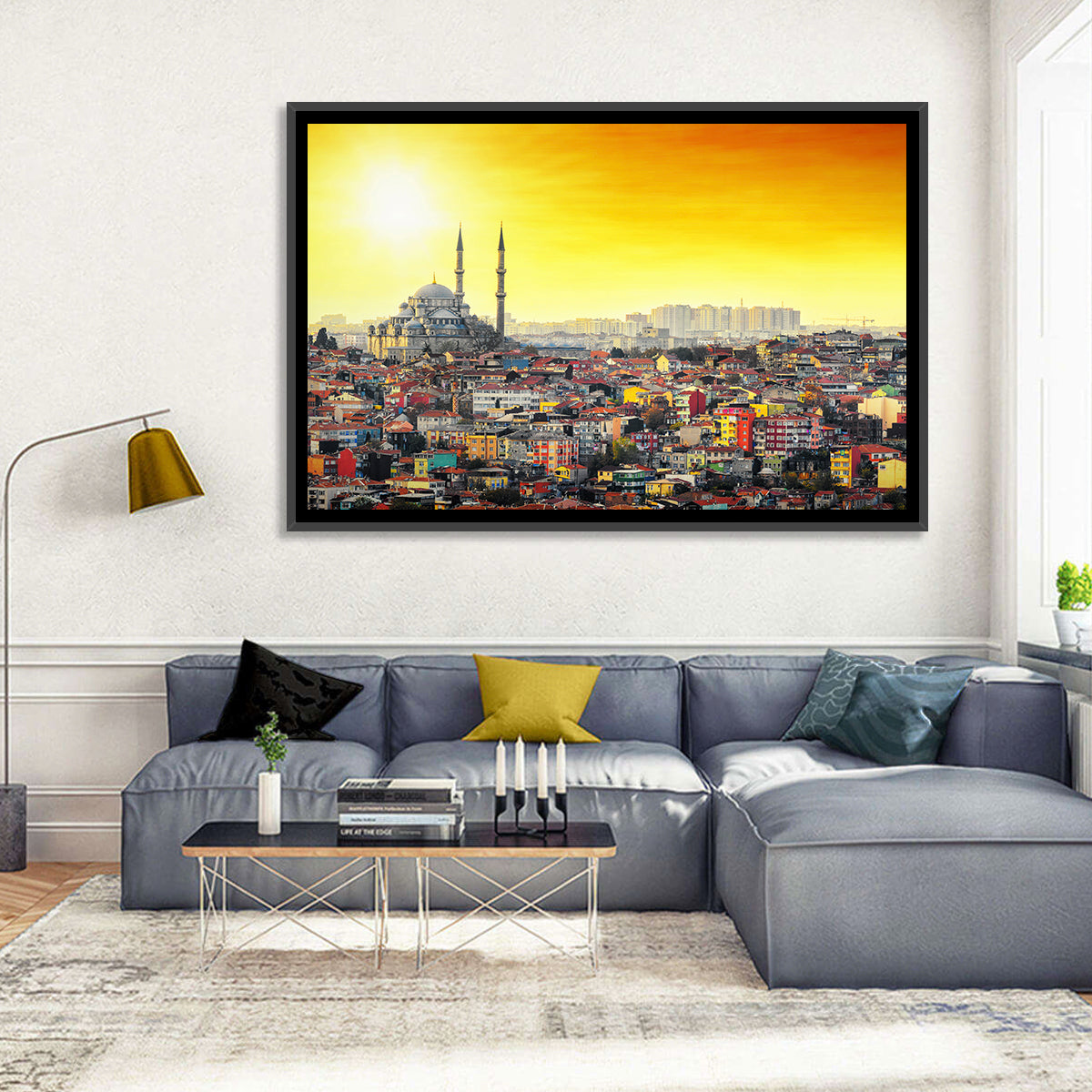 Fatih Mosque at Sunset Wall Art in a room, landscape