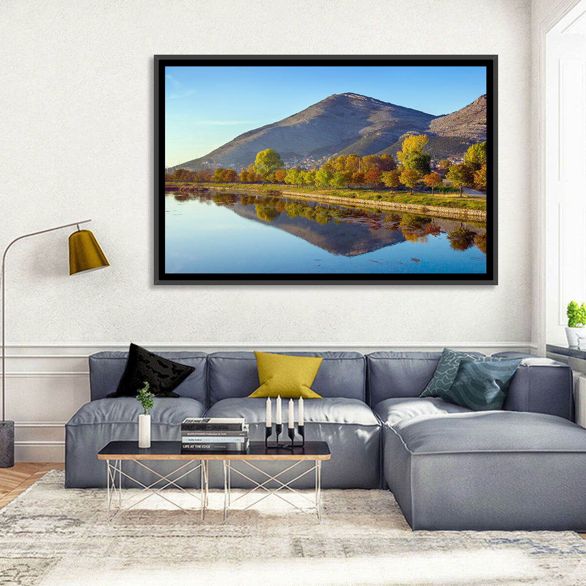 Trebišnjica River Reflection, Trebinje Wall Art in a room, landscape