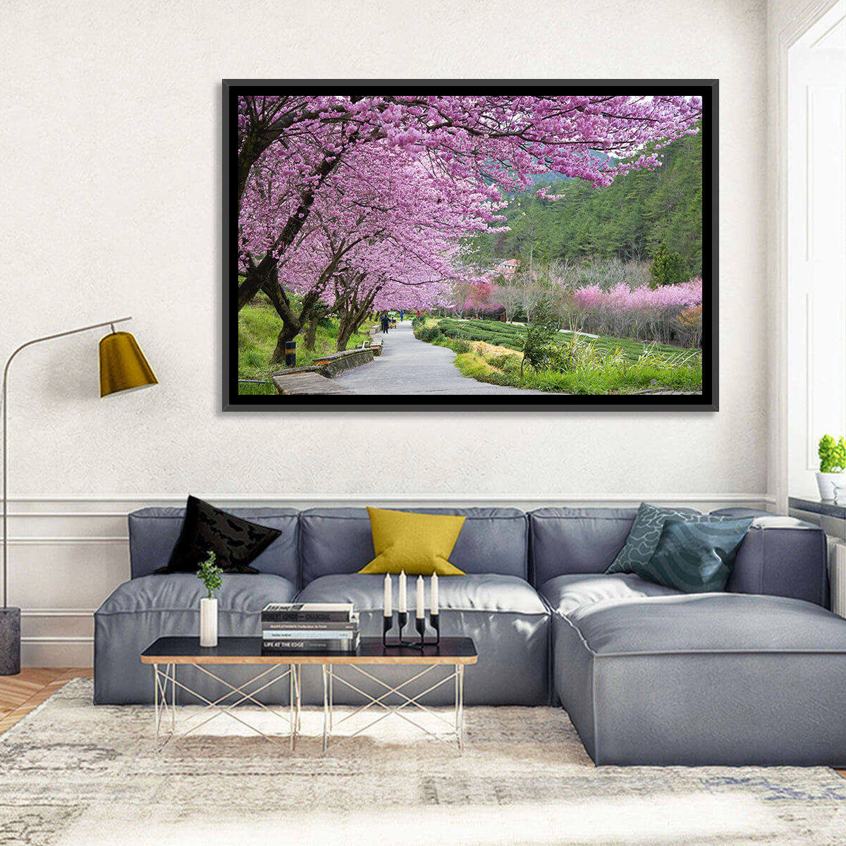 Sakura Garden Taiwan Wall Art in a room, landscape