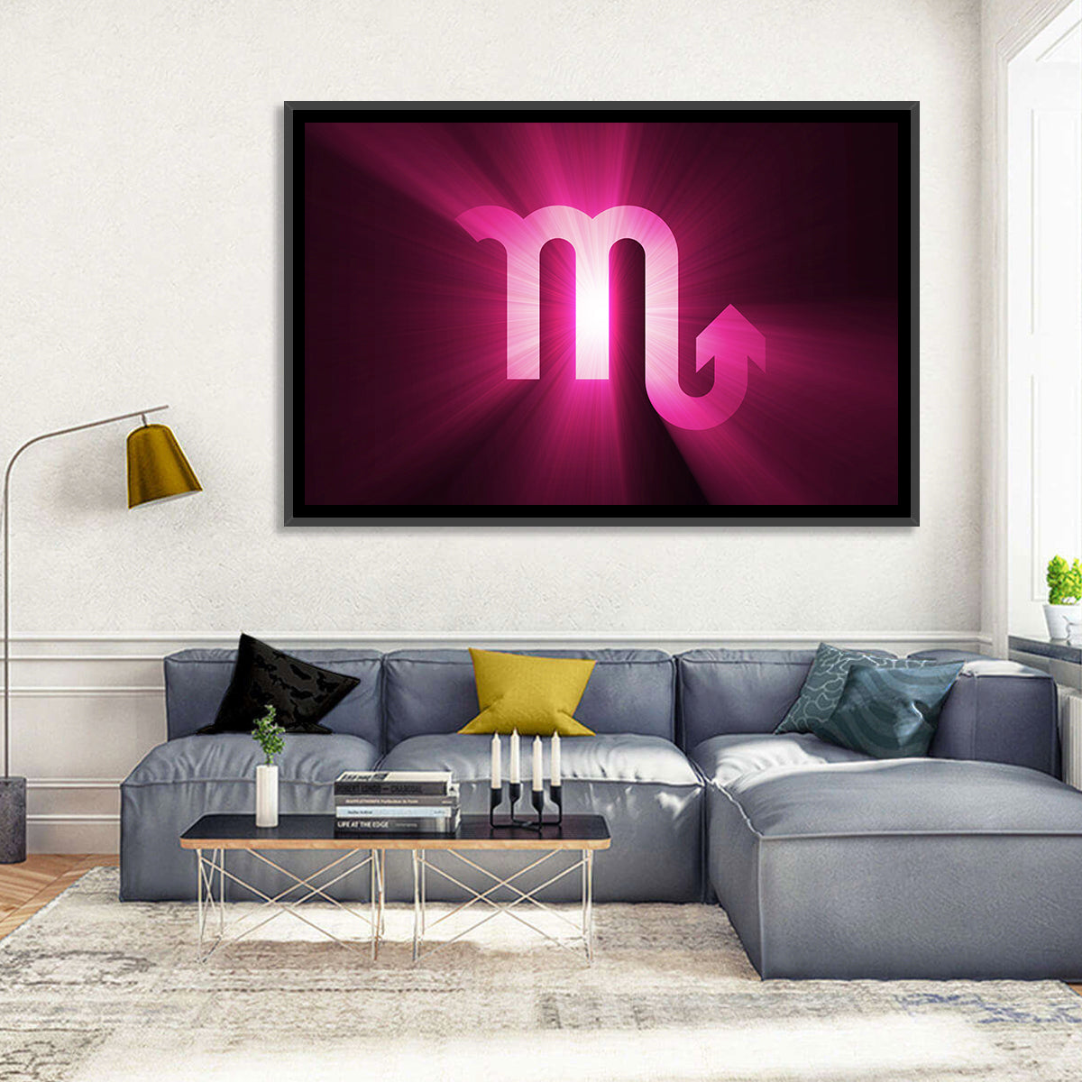 Scorpio Glyph with Magenta Burst Wall Art