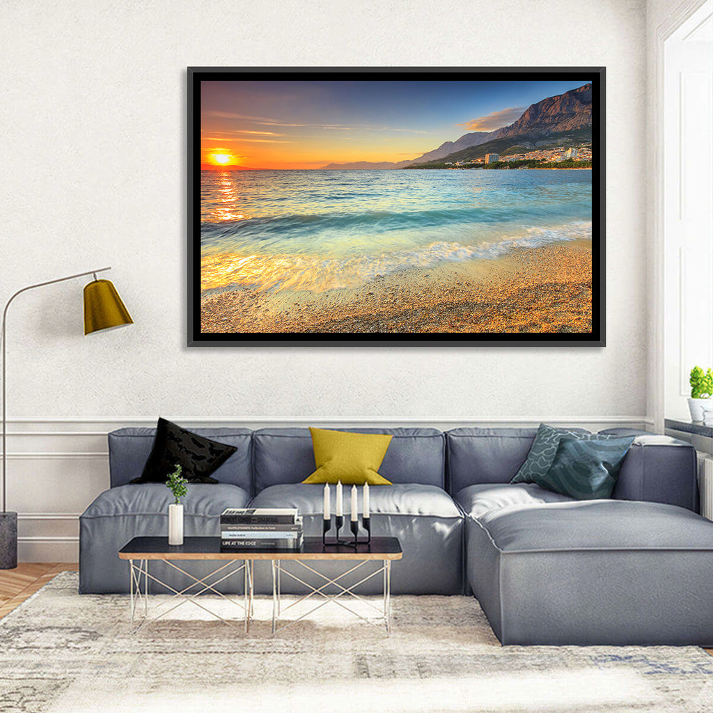 Makarska Pebble Beach Sunset Wall Art