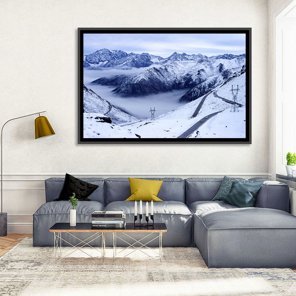Sichuan Snowy Mountain Pass Wall Art in a room, landscape